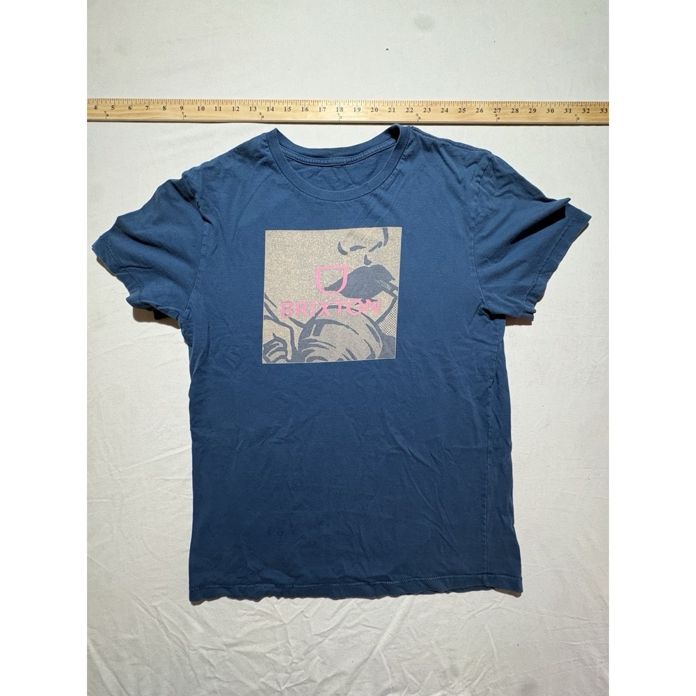 Vintage Brixton Single Stitch Graphic Logo T Shirt Blue Men's M Skate Surf